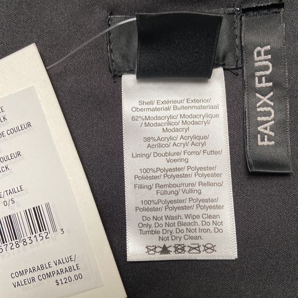 NWT DKNY Faux Fur Black Winter Scarf - Picture 3 of 3